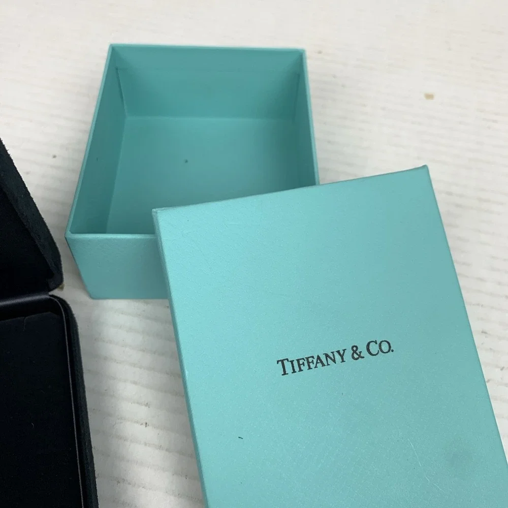 Tiffany & Co Empty Black & Blue Suede NECKLACE Presentation Box Only Set